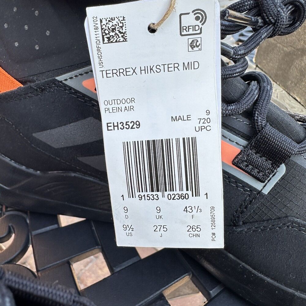 Adidas Terrex Hikster Mid Core Black Signal Orange Men's Shoes EH3529 Size 9.5 - Picture 5 of 15